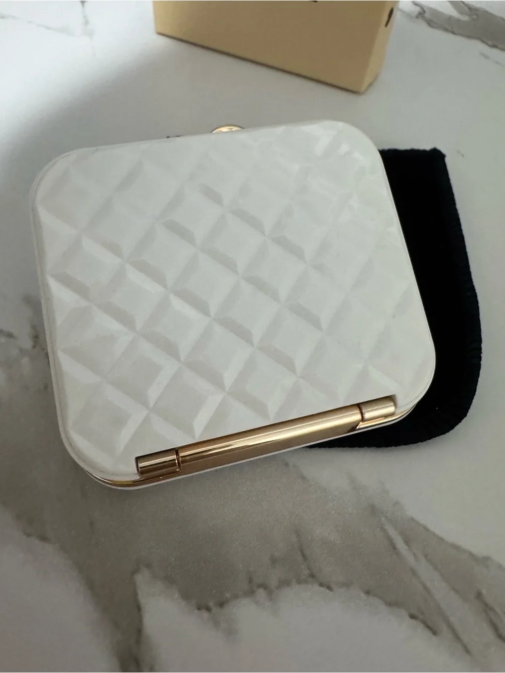 CHANEL White Quilted Compact Double Mirror